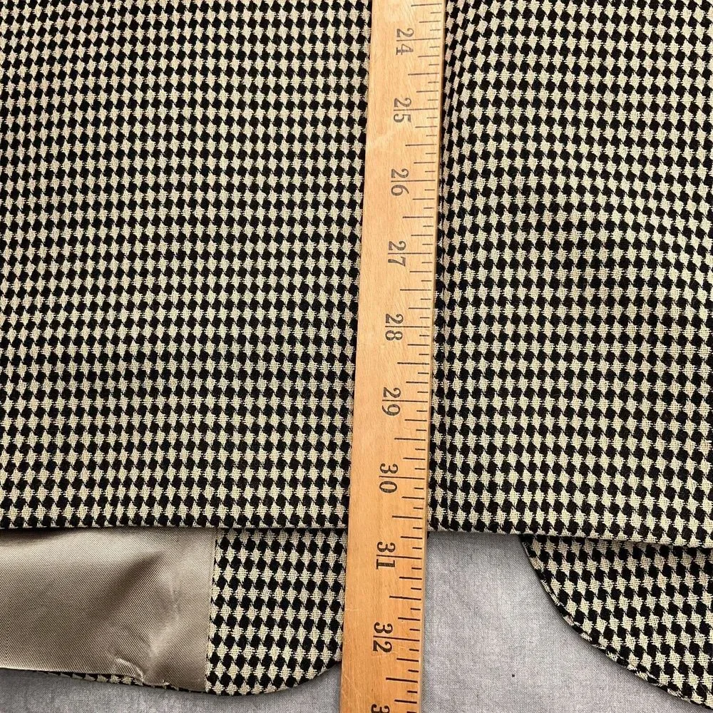 Christian St John Tallia Uomo  Blazer Men 46R Black Beige Diamond Jacket USA VTG